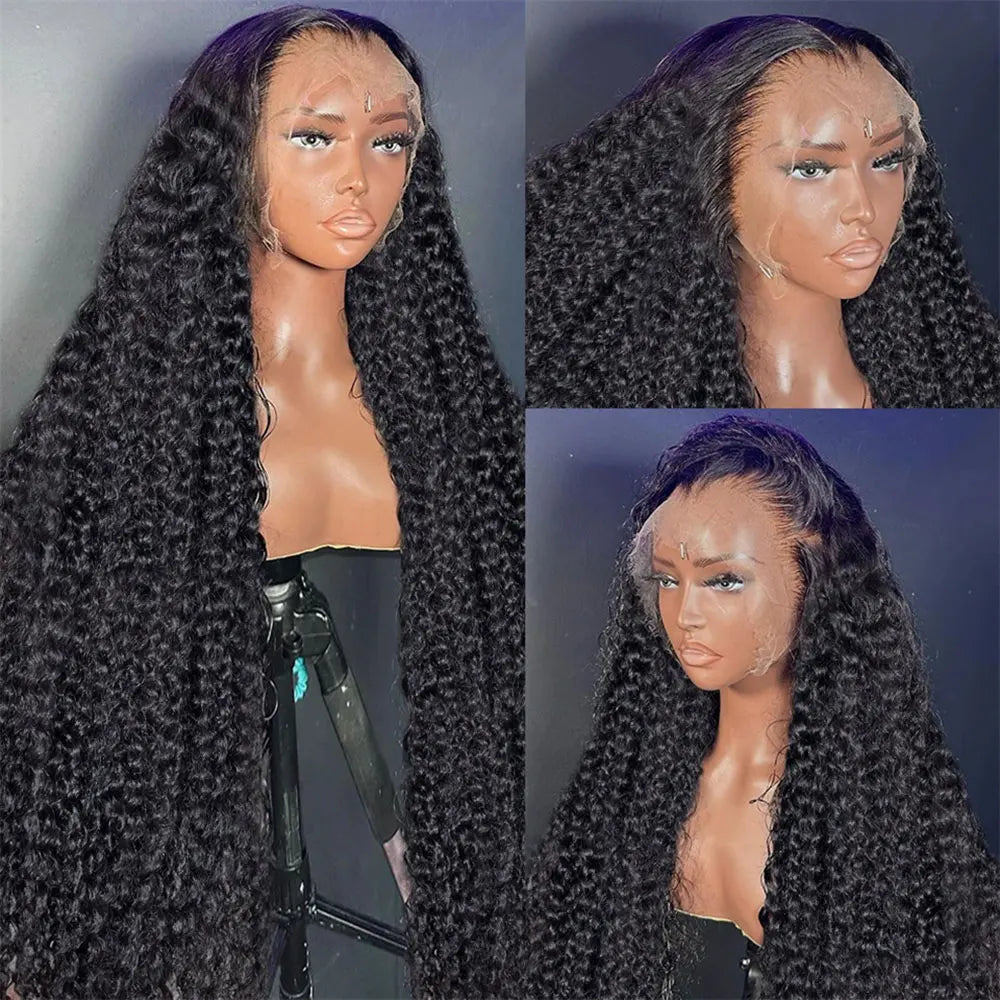Transparent 250% Density Water Culry 360 Full Lace Frontal Wig Human Hair 40Inch Deep Wave 13x4 13x6 Hd Lace Front Wig For Women
