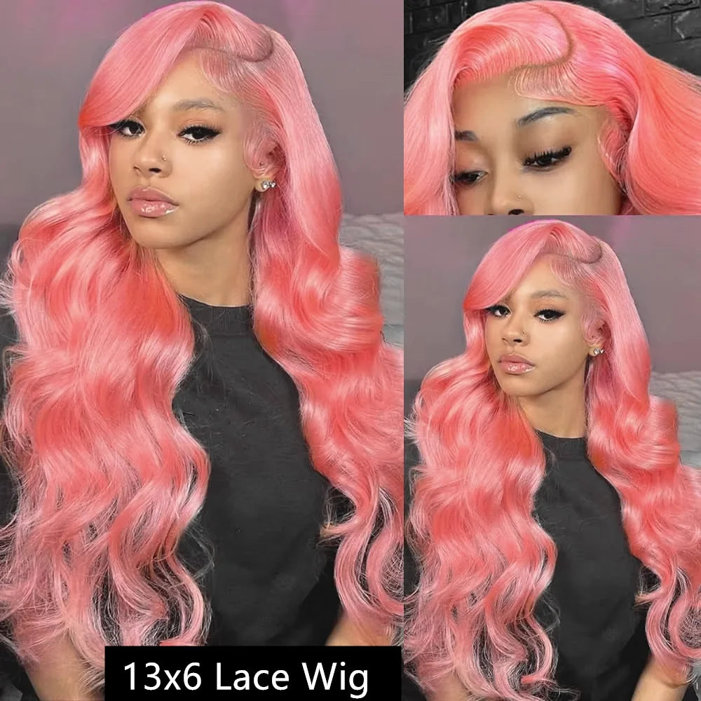 30 36 Inch 13x4 Pink Lace Front Wig Human Hair Body Wave 13x6 Hd Lace Frontal Wigs for Women Light Pink Colored Wigs Pre Plucked