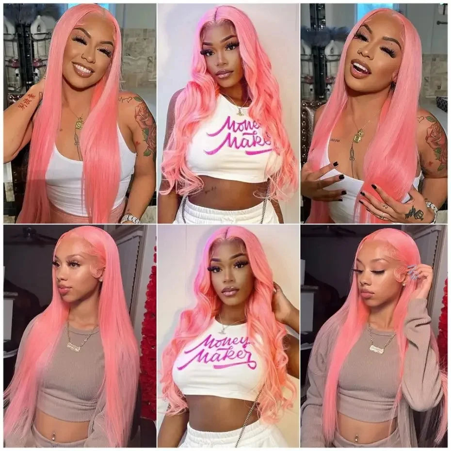 30 36 Inch 13x4 Pink Lace Front Wig Human Hair 13x6 Straight Hd Lace Frontal Wig For Women Brazilian 613 Light Pink Colored Wigs