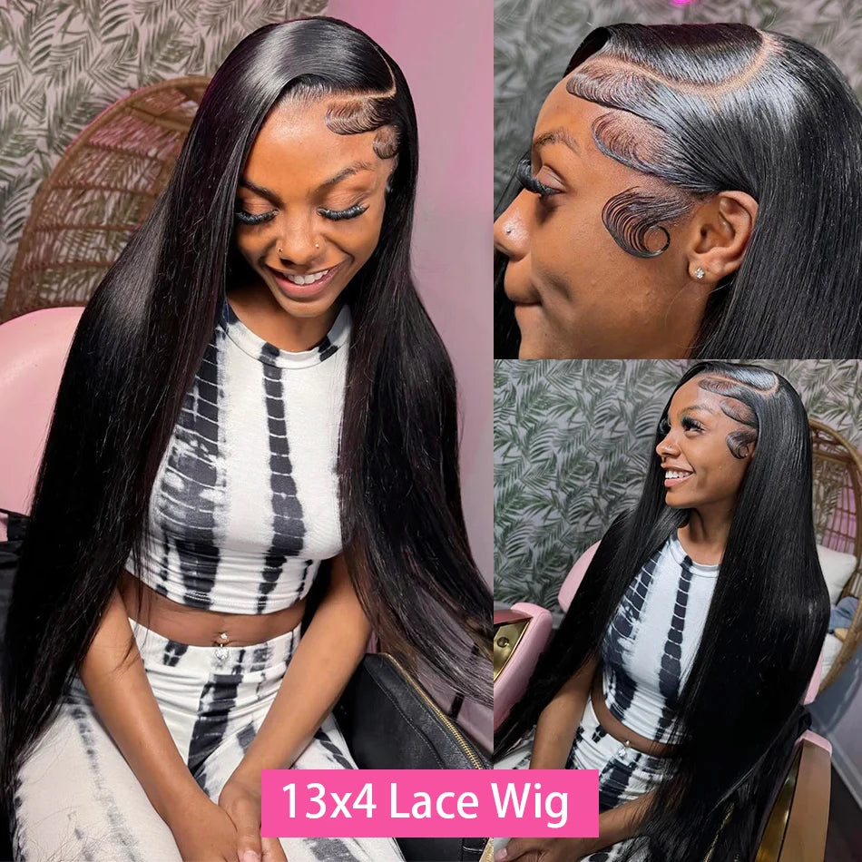 30 40 Inch 13x4 13x6 Straight Lace Frontal Wigs 360 Front Human Hair 4x4 5X5 Closure Wig Pre Plucked For Women 250 Density