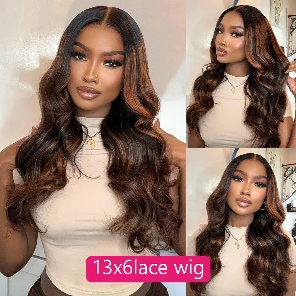 Body Wave HD Lace Front Wigs Human Hair 200 Density FB 30 13x6 HD Transparent Lace Frontal Brazilian Wigs for Women 52 Inch
