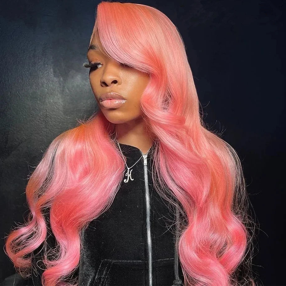 30 36 Inch 13x4 Pink Lace Front Wig Human Hair Body Wave 13x6 Hd Lace Frontal Wigs for Women Light Pink Colored Wigs Pre Plucked
