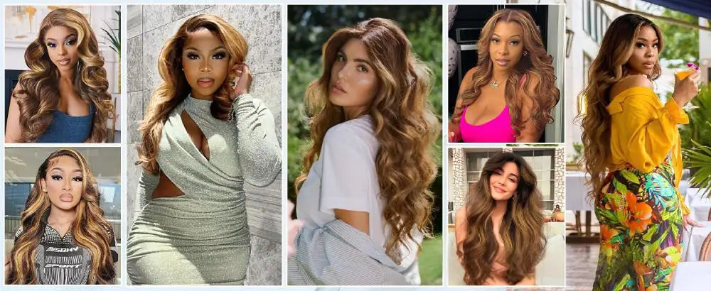 180 200 Density 100% Human Hair Body Wave Wigs P4/27 Highlight Colored 13x4 13x6 HD TranspatentLace Frontal 18-46 Inch Remy Hair