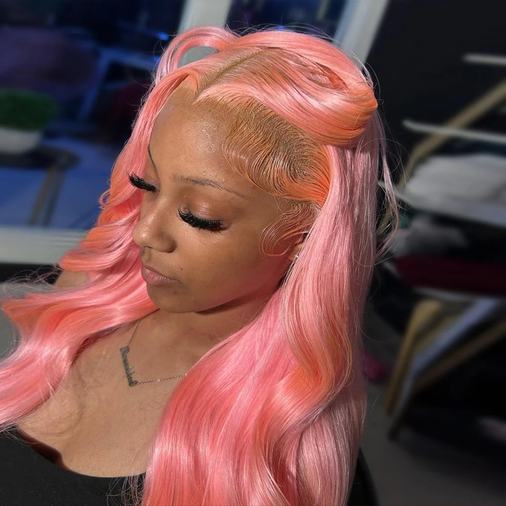 30 36 Inch 13x4 Pink Lace Front Wig Human Hair Body Wave 13x6 Hd Lace Frontal Wigs for Women Light Pink Colored Wigs Pre Plucked