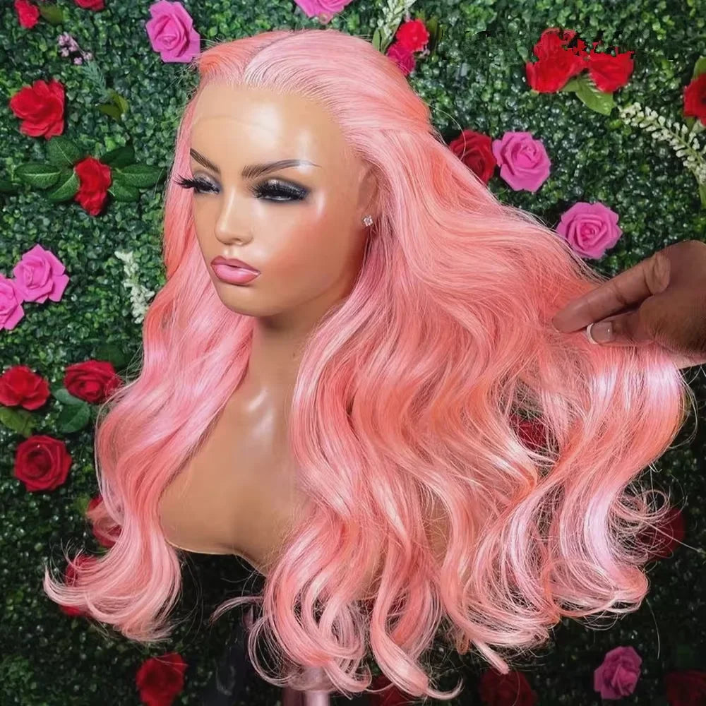 30 36 Inch 13x4 Pink Lace Front Wig Human Hair Body Wave 13x6 Hd Lace Frontal Wigs for Women Light Pink Colored Wigs Pre Plucked