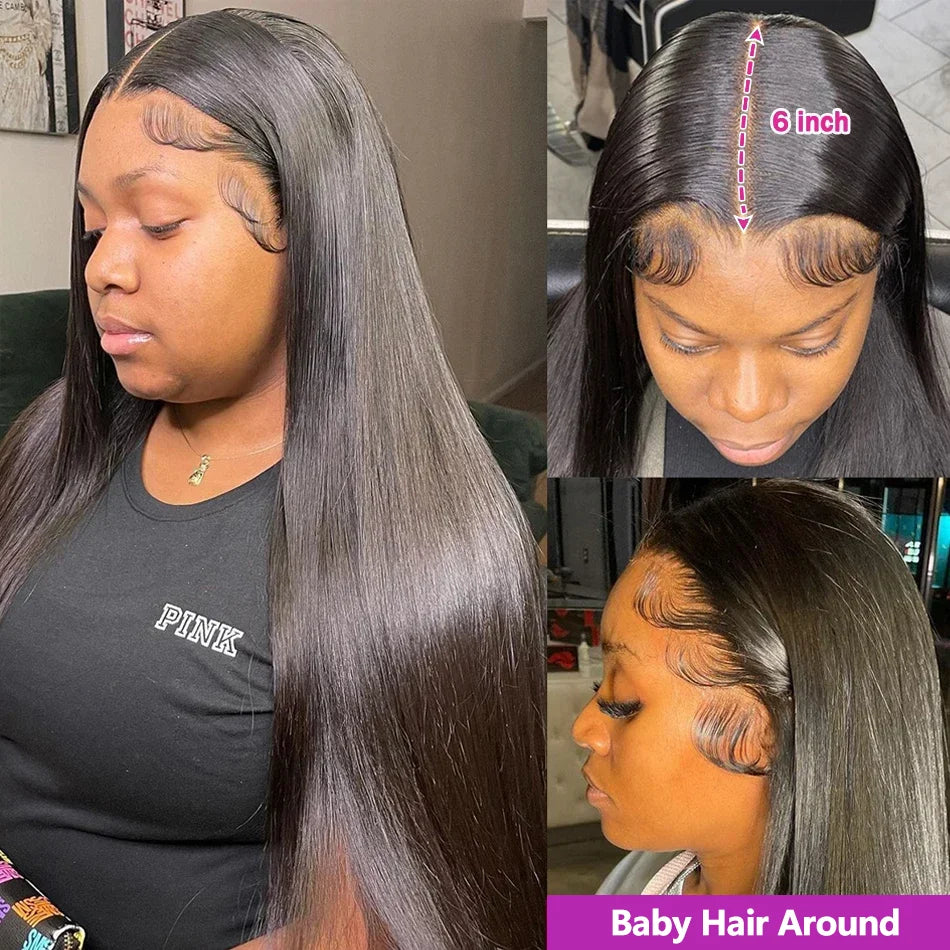 30 40 Inch 13x4 13x6 Straight Lace Frontal Wigs 360 Front Human Hair 4x4 5X5 Closure Wig Pre Plucked For Women 250 Density