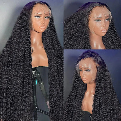 Transparent 250% Density Water Culry 360 Full Lace Frontal Wig Human Hair 40Inch Deep Wave 13x4 13x6 Hd Lace Front Wig For Women