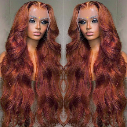 Reddish Brown Body Wave Lace Frontal Human Hair Wig 13x4 13x6 Transparent Lace Frontal Wig 4x4 Closure Glueless Wigs For Women