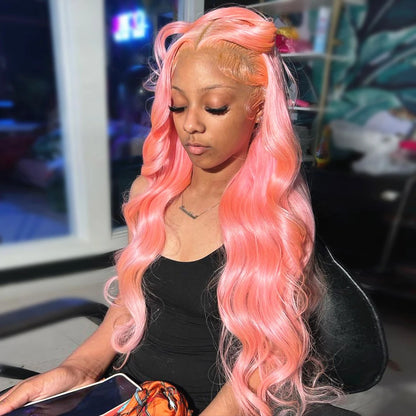 30 36 Inch 13x4 Pink Lace Front Wig Human Hair Body Wave 13x6 Hd Lace Frontal Wigs for Women Light Pink Colored Wigs Pre Plucked