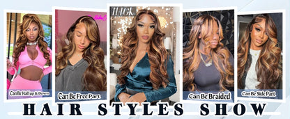 180 200 Density 100% Human Hair Body Wave Wigs P4/27 Highlight Colored 13x4 13x6 HD TranspatentLace Frontal 18-46 Inch Remy Hair
