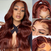 Reddish Brown Body Wave Lace Frontal Human Hair Wig 13x4 13x6 Transparent Lace Frontal Wig 4x4 Closure Glueless Wigs For Women