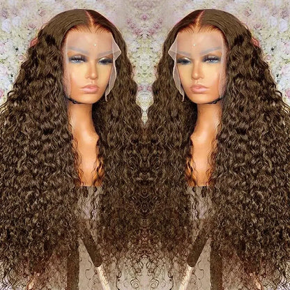 Deep Wave Frontal Wig 13x6 Hd Lace 30 Inch Chocolate Brown 13x4 Curly Lace Front Human Hair Water Wave Brazilian Wigs For Women