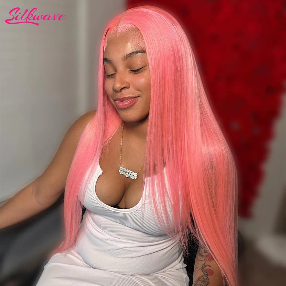 30 36 Inch 13x4 Pink Lace Front Wig Human Hair 13x6 Straight Hd Lace Frontal Wig For Women Brazilian 613 Light Pink Colored Wigs